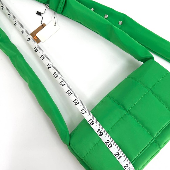 Handbag Womens Small Green Nylon Quilted Crossbody Bag Bright Kelly Adjustable - Picture 14 of 14